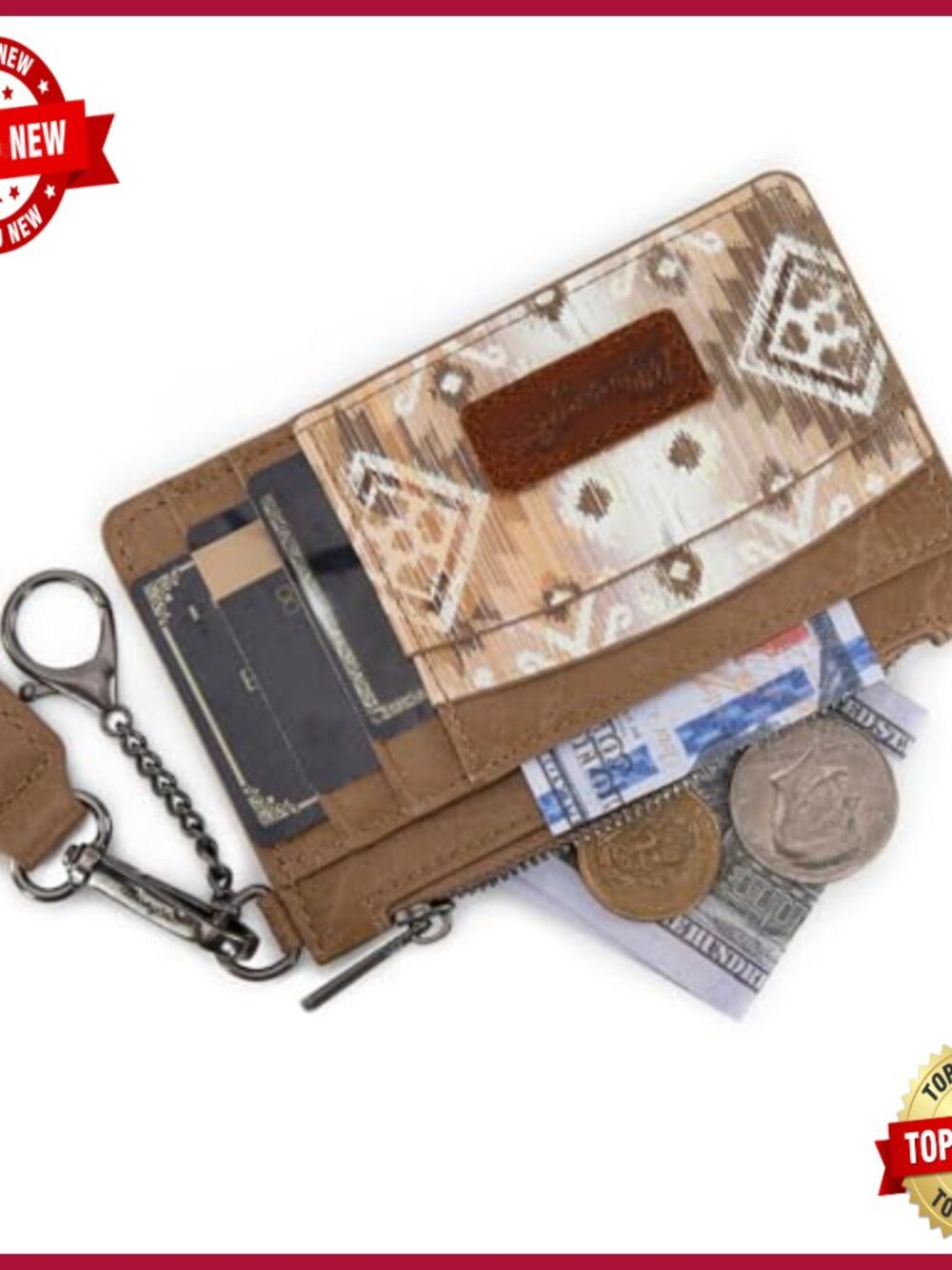 Western Whipstitch Tote Bag with Slim Card Holder Wristlet Set - Picture 4 of 6